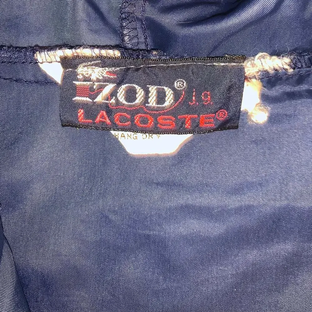Y2K Vintage Lacoste Windbreaker Jacket Youth L Blue Red Nylon 1/4 Zip Streetwear